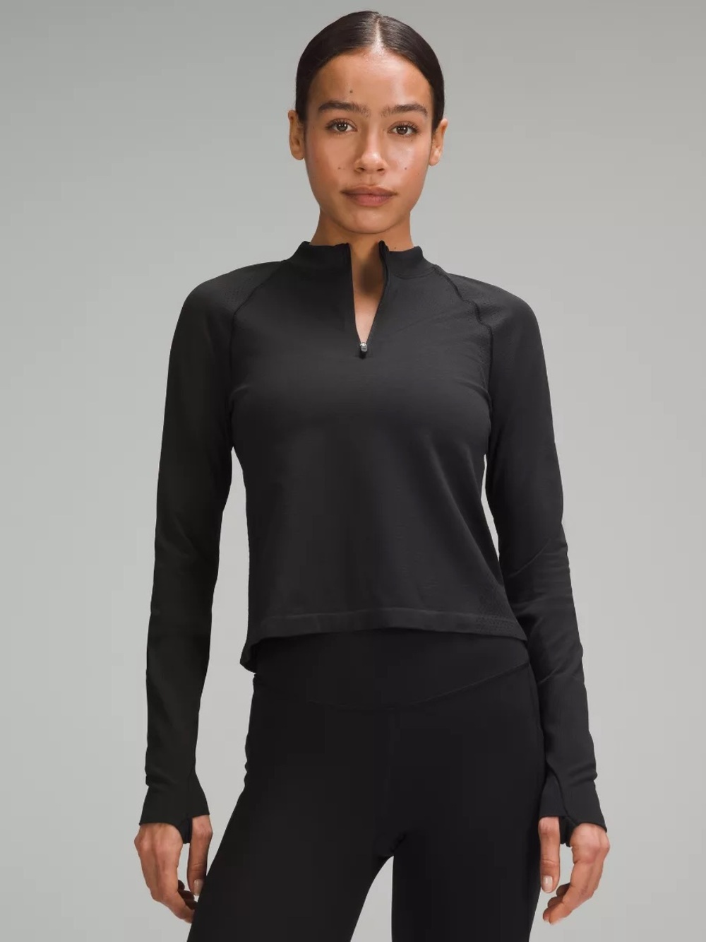 Lululemon Women's Black Swiftly Tech Mock Neck Half-Zip Pullover
